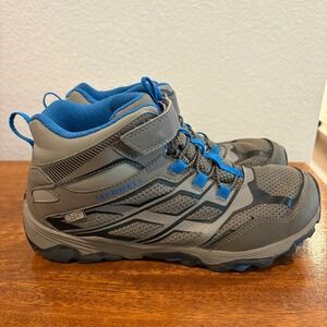 Merrell Moab Mid AC Waterproof Kids Hiking Boots Grey Blue MY57107 Size 6.5M